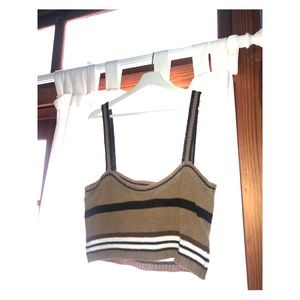 Brown & White stripped crop top